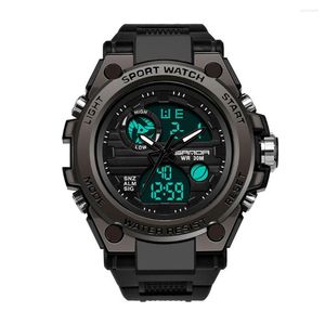 Armbanduhren Luxus Sanda Herren Sportuhr Dual Display Analog Digital LED Elektronische Armbanduhren Mode