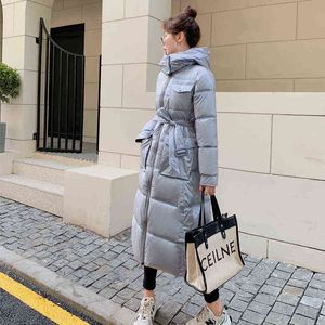 Parkas feminina Parkas 2021 New Winter Jacket Women Women Warm Down Algodão Longo Parka Coat Ladies Grande Tamanho Logo Coreano Casaco de inverno Mulheres elegantes T220905