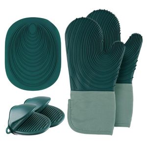 Silicone Oven Mitts Kitchen Gloves Heat Resistant Non Slip Pot Holder Set for Cooking Baking Pizza BBQ Tools