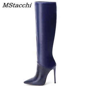 Boots Mstapchi Fashion Women Ove the Knee High Punch Shoes Fine Heel Runway Right Botas Mujer Long 220903
