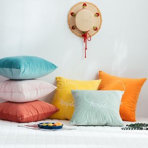 Yastık yumuşak kadife kapağı jöle renk işlemeli basit pembe turuncu sarı ev, kanepe yatağı için 45x45cm