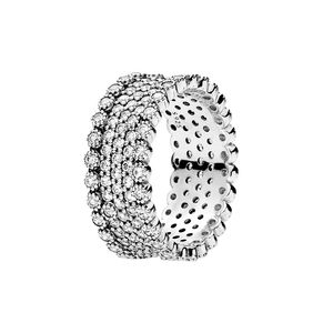 Full Cz Diamond Sparkling Pave Band Ring Crings Real Sterling Silver Women Женщины свадебные украшения для обручального кольца Pandora с оригинальной коробкой