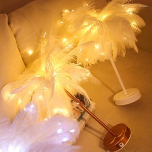 Saiten Led Girlande Lichterketten Fee Baum Feder Lampenschirm Tisch Lampe Hochzeit Dekoration Valentinstag Party Decor