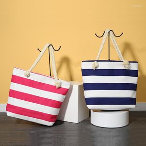 Borse portaoggetti Borsa da spiaggia a righe Moda semplice spalla da donna Grande capacità Shopping Tempo libero Sport Viaggi Tela SP560