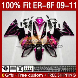 OEM Fairings Zestaw dla Kawasaki Ninja 650R ER 6 F 650 R ER6F 09 10 11 Body 149NO.40 ER-6 F ER 6F ER-6F Bodywork ER6 F 2009 2011 2011 650-R 09-11 Wtryska Forma Fairing Róż Błyszcząca BLK