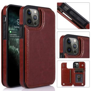 Slim Leather Card Slots Holder Plånbok Fall för iPhone 14 Pro Max 13 12 11 XR XS X 8 7 Plus Flip Stand Phone Cover Funda