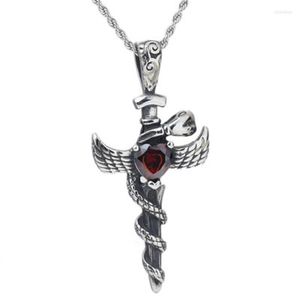 Цепочки модные ретро готический ангел-меч Священный Сердце Крест Титановый сталь стальной ожерелье.