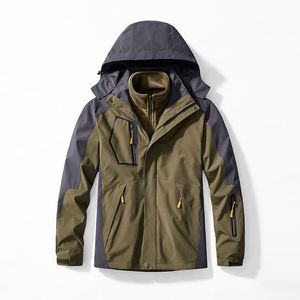 Nya mäns ytterkläder Mens Tech Fleece Coat Autumn Winter Warm Jacket Plus Velvet Outerwear Three in One Style Windproof Coats Sport Mountain Clothes