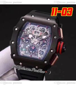 2022 11-03 A21J Automatisk herrar Titta p￥ tv￥ ton PVD-st￥l Rose Gold Black Skeleton Dial Red Crown Big Date Rubber Strap 10 Styles Watches Puretime E5