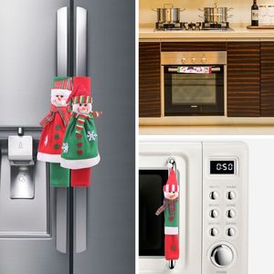 Christmas Decorations Fridge Handle Cover Christmas Microwave Oven Gloves Lovely Snowman Refrigerator Oven Protection Cover Christmas Decorations VT1840