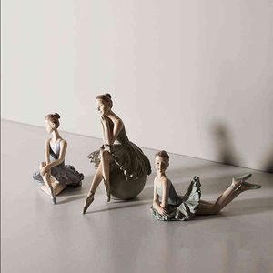 Decorative Objects Figurines Nordic Style Resin Cute Ballet Girl Figurines Room Decor Ornament Ballerina Sculpture Modern Art Home Living Room Decoration T220902