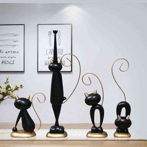 Dekorativa figurer 4 datorer Creative Cat Decoration Ornament Modern Simple Living Room Dining Table Study Wine Cabinet Home Decorations Creative Gift