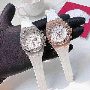 مراقبة ميكانيكية فاخرة ميكانيكية Roya1 0AK Six Hand Chronograph Seconds Japan Movement 37mm Ladies Swiss ES Wristwatch