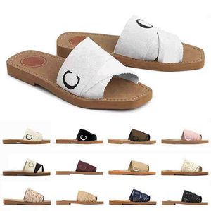 designer canvas tofflor Dam Woody Mules platta sandaler gummirutschbanor vit svart rosa Segel bordeaux spets Bokstäver Tyg dam sommar ute Med originalkartong