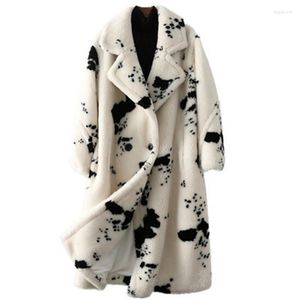 Women's Fur Qpipsd Women Winter Warm Wool Faux Coats Loose Long Print Fashion Windbreaker Long-sleeved 6XL 7XL 8XL 9XL Jackets