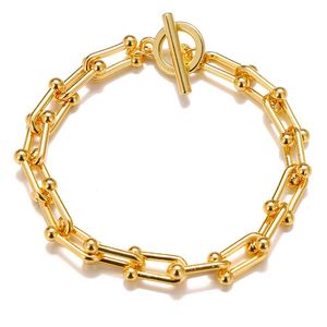 Braccialetti a maglie hip-hop alla moda color oro per regali di gioielli fortunati da donna