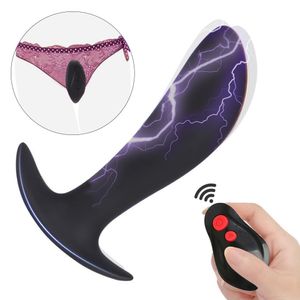 Massaggiatori giocattolo del sesso Plug anale vibrante Shock elettrico Dildo Vibratore a distanza senza fili anale Massaggiatore della prostata maschile Giocattoli del sesso per adulti