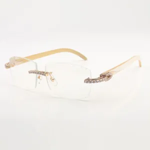 Endless diamond Buffs sunglasses frames 3524015 with natural buffalo horn legs and 57 mm clear cut lens