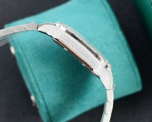 MoissaniteMen's Prong Set Hip Hop Diamond Watches أحدث الفولاذ المقاوم للصدأ الساعات الرياضية الميكانيكية بالكامل 2023