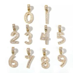 Sayılar Plakaları toptan satış-Buzlu Out numara kolye kolye erkek kadınlar lüks tasarımcı erkek bling elmas numaraları