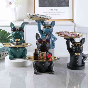 Oggetti decorativi Figurine Home Room Decor Figurine Cool Bulldog Scultura Decorazione da tavolo Moderna scrivania multifunzione Statua di stoccaggio Moneta decorativa