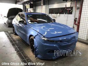 Premium Ultra Gloss Abu Blue Vinyl Wrap Wrap Watbring Film Covering Film With Air Release Baixa cola de tachinha de primeira qualidade Auto -adesivo 1,52x20m 5x65ft