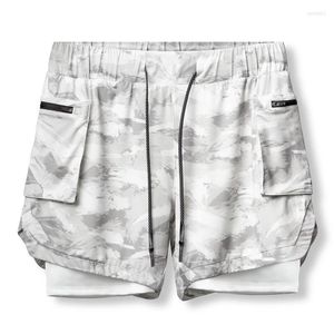 Running Shorts Men Sport Camo 2 In 1 Double-deck Quick Dry GYM Fitness Jogging Workout Clothes Sports Short Pants