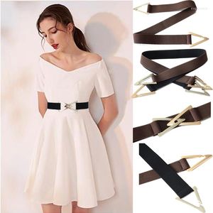 Belts 3.0 CM Wide Tight Belt Gold/Silver Metal Decoration Elastic Women's Triangle Buckle For Wedding Party Girdle Bg-1609