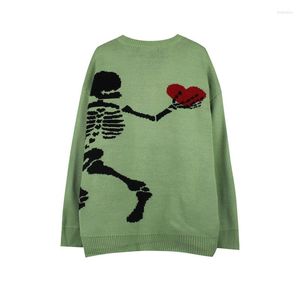 Erkek Sweaters Unisex Hi Street Harajuku iskelet kazak moda büyük boy hip hop kazak jumperları kafatası baskılı üstleri sokak kıyafetleri için