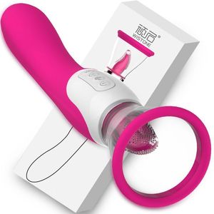 Massaggiatori giocattolo del sesso 3 in 1 Vibratore succhiante Giocattoli del sesso per donna Leccate di fica Lingua Stimolatore del punto G Macchina per il riscaldamento Adulto