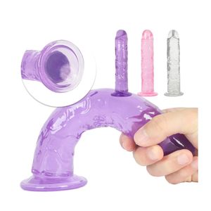 Bathroom Accessory Sets Sex Toys Female Crystal Eggless Transparent Phallus Extended Thick Masturbation Dildo With Suction Cup