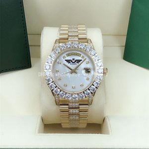 9 Estilo Dois Tom Diamante Relógios Presidente 43mm 118239 118388 Branco Pearl Dail 18K Movimento Automático Mecânico Mens Watch Relógios de Pulso Masculino