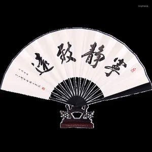 Home Decor Fan Personalized Custom Chinese Style Calligraphy Folding Male Free Inscription White Paper Gift