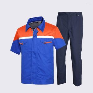 Men's Tracksuits Men's Summer Breathable Working Clothes Set Men Factory Uniform Workshop Auto Repair Short-sleeved Workwear Suit