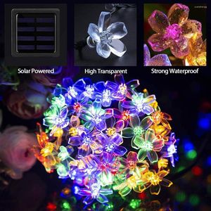 Strings Solar Flower Lawn Lamps IP44 Cherry Blossoms String Lights Outdoor Fairy Light For Patio Garden Fence Christmas Holiday Decor