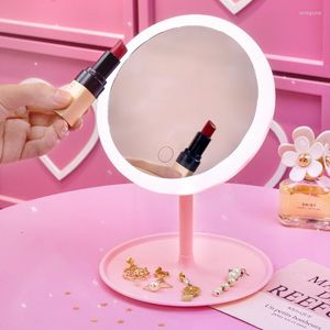 Compact Mirrors Led Light Makeup Mirror Storage Face Touch Dimmer USB Table Desk Cosmetic Dropship