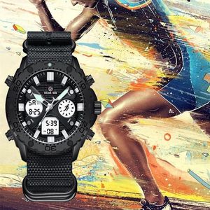 Kol saatleri erkekler dijital saat iş elbisesi kuvars naylon kayış çift zaman saati lüks spor hediyeleri montre homme
