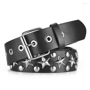 Belts Punk Rivet Rock With Pin Buckle Star Beads Leather Belt For Women Men Studded Dress Jeans Ceinture Femme