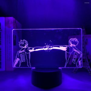 Night Lights Manga 3d Acrylic Light Haikyuu للمنزل الديكور صديق عيد ميلاد غرفة الهدية ديكور ليلا ضوء الأنيمي مصباح Haikyu بجانب السرير