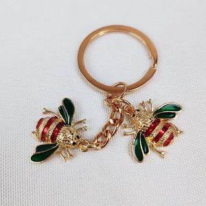 Red Bee Key Ring Key Chain Nieuwe Gold Flash Insect Nature Gift Handmade Novel Trend Cute Cartoon Backpack Car Pendant Unisex DK0026