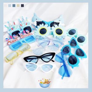 Sunglasses Blue Series Simple And Versatile Fresh Color Retro Glasses Birthday Party Funny Trendy Decorative