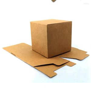Presentförpackning 30st 4,7x4,7x4,7 tum Kraft Paper Package Box Square Brown Small Packaging Handgjorda tvålförpackningar