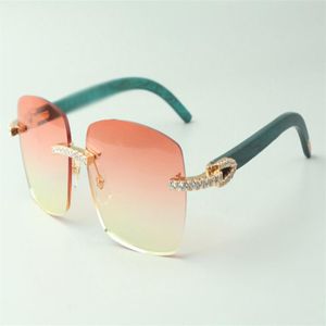 Teal Slass оптовых-Direct S Бесконечные алмазные солнцезащитные очки с деревянными храмами Teal