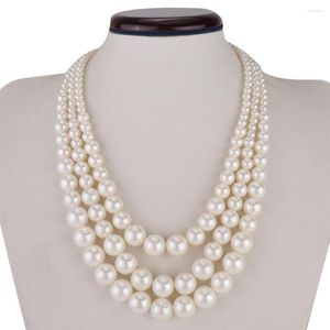 Colares pendentes que vendem jóias moda 3 fios White Pearl Chain grodky Cara de colar de babador