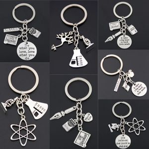 1 PCS Anahtarlık Apple Charms Word Mikroskop Biyolojisi Benzersiz Anahtarlık Biyokimya Öğretmen Hediyesi