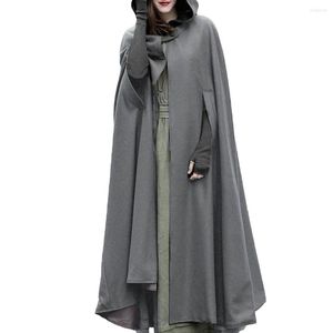 Damen-Trenchmäntel, Winter-Frauen-Knopf, vorne offen, Strickjacke, Mantel, Kapuzenmantel, übergroß, Retro, unregelmäßig, langer Poncho, Umhang, Umhang 2022