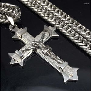 Wholesale diy cross necklace resale online - Pendant Necklaces Jesus Stainless Steel Chain Layer Knight Cross Silver Color Mens Cahins Necklace DIY Jewelry Making