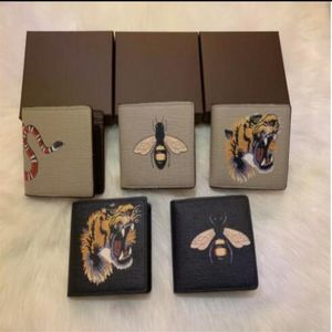 Män djur kort plånbok läder svart orm tiger bi plånböcker kvinnor lång stil lyxväskan plånbok korthållare med presentförpackning topp quali223g