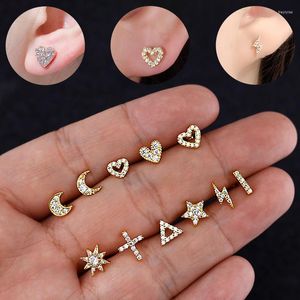 Stud Earrings Starfish Sun Snowflake Flower Earring Moon Cross Korean Heart Astronaut Copper Women's Jewelry Lot