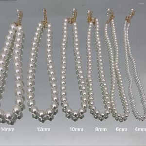 Chains Fashion Jewelry Glass Pearls Necklace Elegant Temperament 5 Size One Layer Round White Beads For Women Gifts